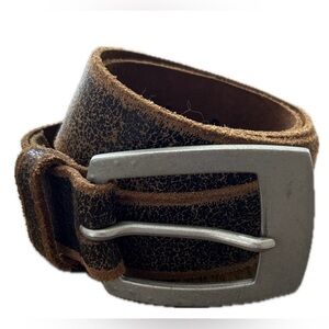 Vintage Esprit Brown Leather Belt with Silver Buckle Size 38